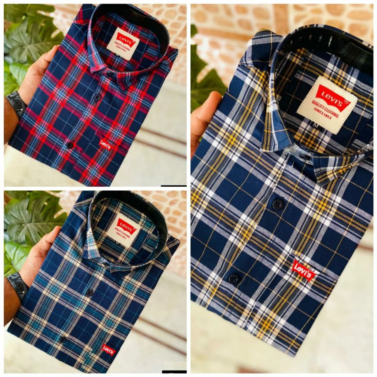 Mens Levi's Full Sleeve Check Shirts in Pack of 3